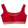 Red CottonSilk Readymade Sleeveless Blouse with Lace for women by confidAnce