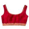 Red CottonSilk Readymade Sleeveless Blouse with Lace for women by confidAnce
