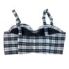 White & Black Checkered Chanderi Corset Blouse with Straps by confidAnce