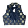 Black Cotton Silk Brocade Readymade Sleeveless Blouse by confidAnce