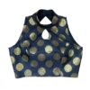 Black Cotton Silk Brocade Readymade Sleeveless Blouse by confidAnce