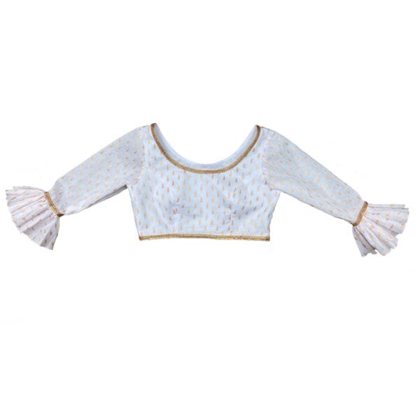 100% Cotton Readymade Blouse with Laces and Frills by confidAnce
