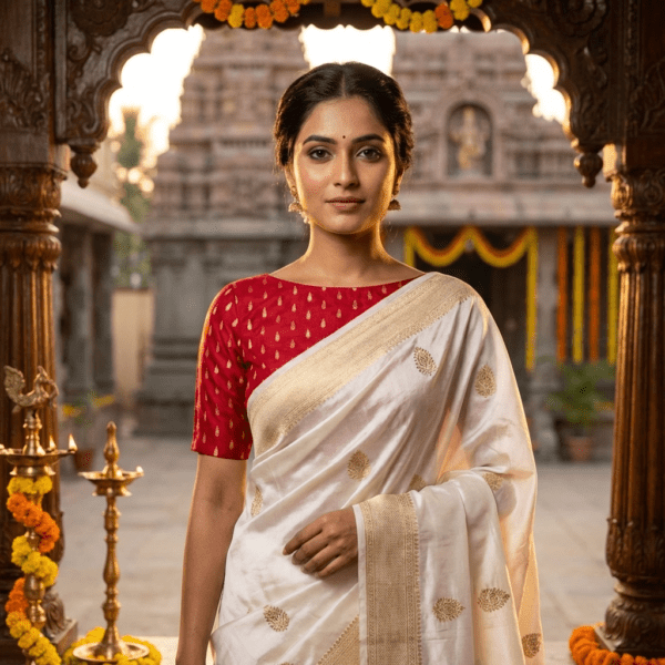 Laal Blouse Brocade Buti Wala